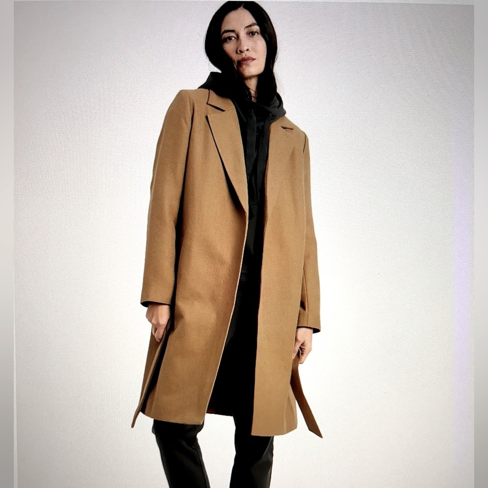 Banana Republic Factory Camel Tan Petite Twill Long Trench Coat